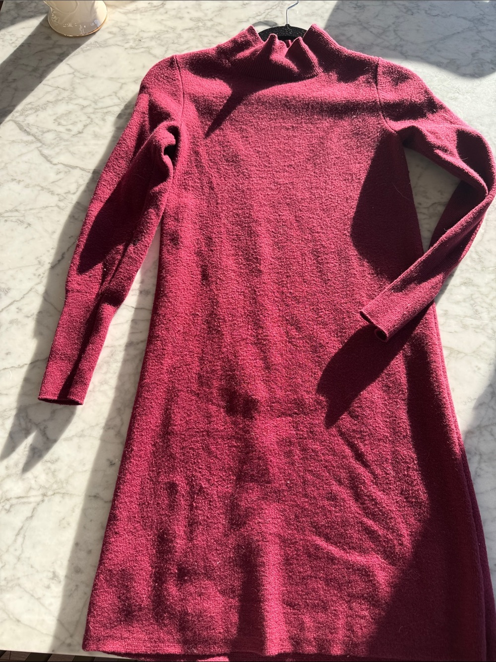 Women's Mock Neck Dress - Berry Red